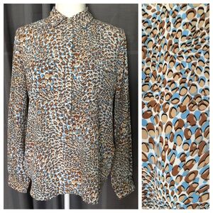 NWT Marble Relaxed Fit Multi-color Print Popover Blouse Size SMALL Chest Pockets